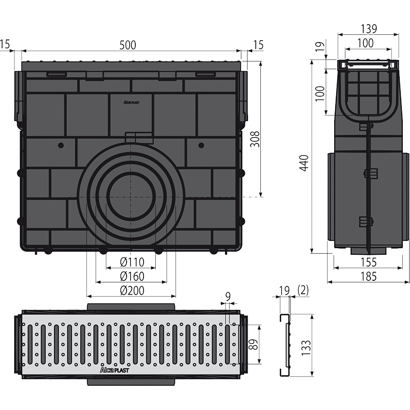 Garazna kanalica 139x440x1000 ALCA-A15 [AVZ102R-R102S]
