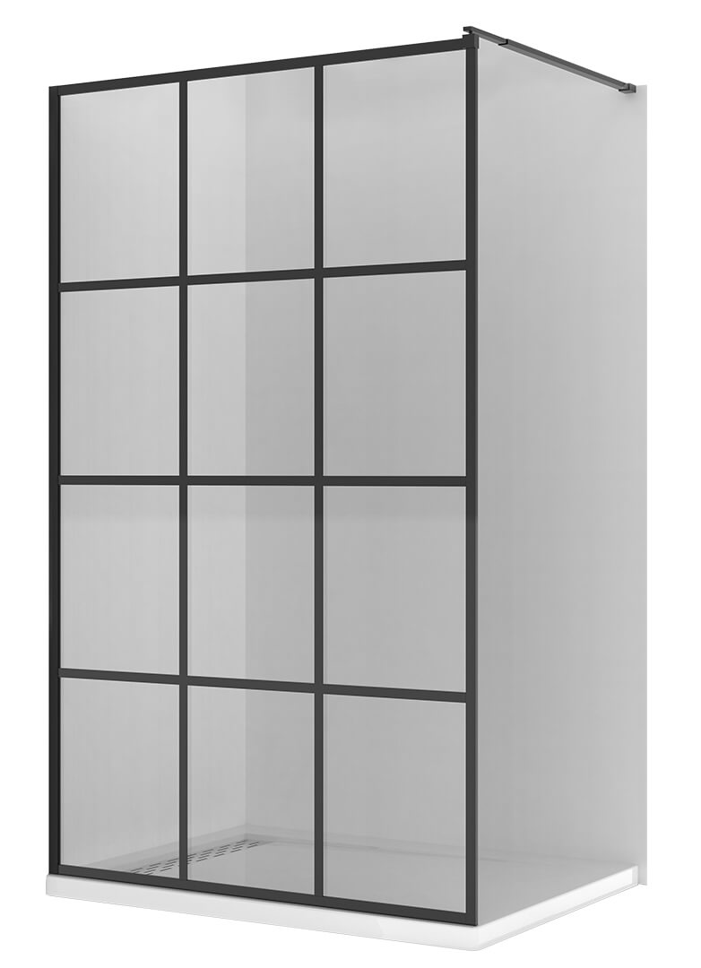 Tus paravan SSC-16002BP 80x195 - BLACK 8mm - sa linijama