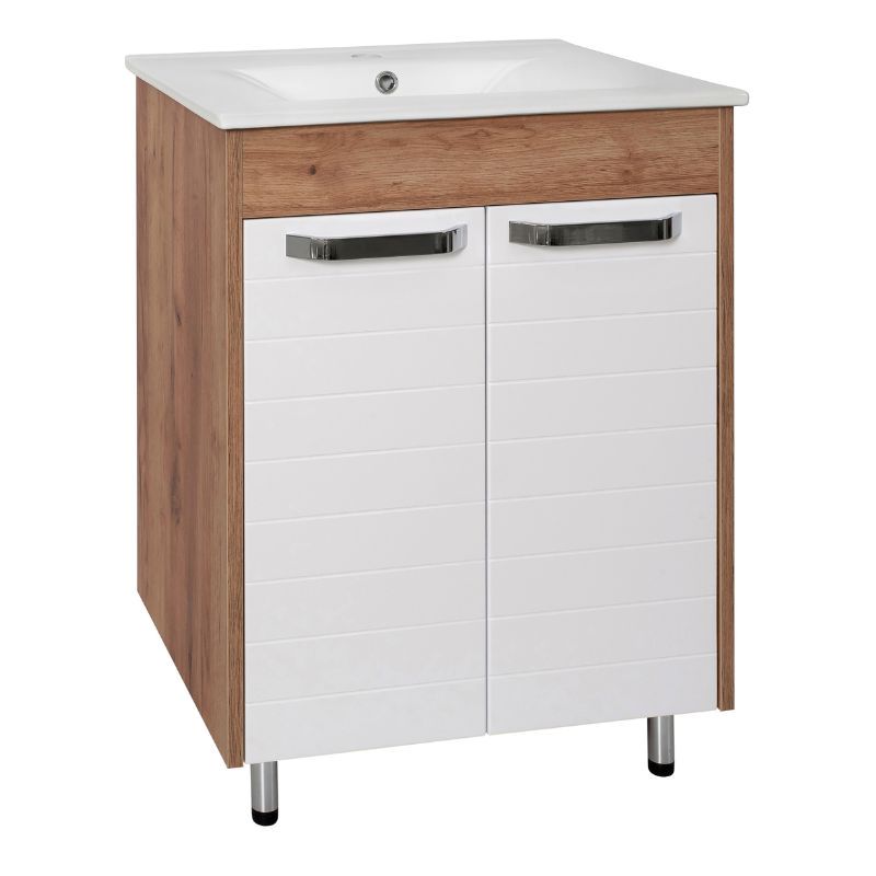 Ormaric stojeci HYDRA - DELTA hrast/white - 71cm + lavabo [13-031]