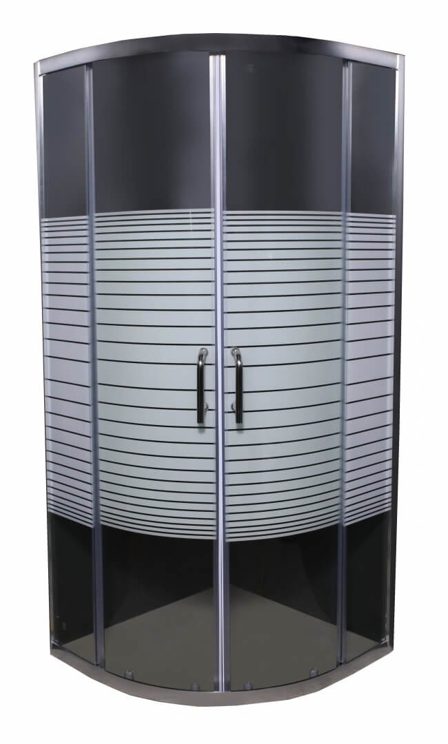 Tuš paravan R80 - HYDROFIT [6mm - hrom - sa belim linijama]